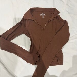 Hollister Women's Chocolate Long Sleeve Tee